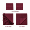 Burgundy 700 Thread Count Egyptian Cotton Sateen Bed Sheet Set included items overview