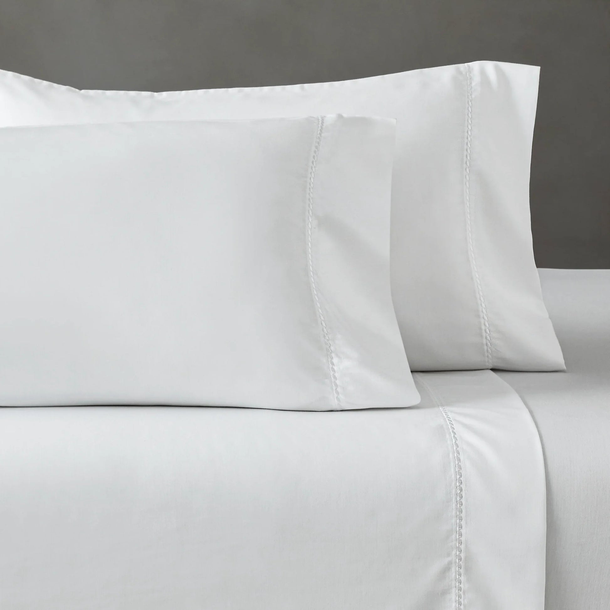 600 Thread Count Cotton Blend Pillowcases, Imperia Embroidered Hem, Set of 2 for USA homes