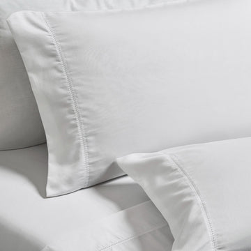 600 Thread Count Cotton Blend Pillowcases, Pandora Embroidered Hem, Set of 2 for USA homes
