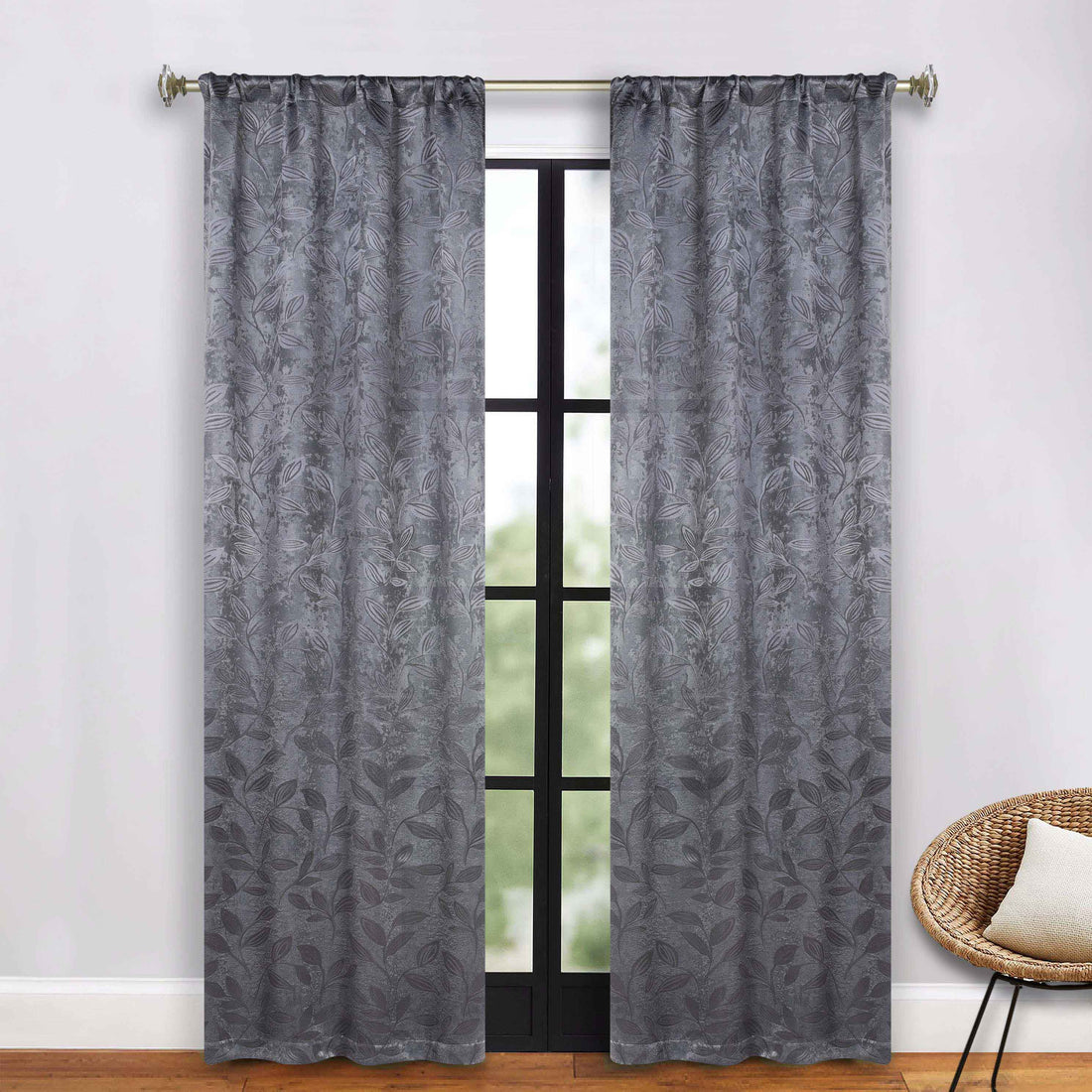 Leaves Room Darkening Washable Blackout Curtain Panels, Set of 2