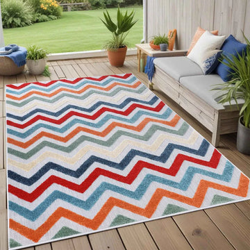 Chevron Zig-Zag Geometric Modern Indoor Outdoor Area Rug