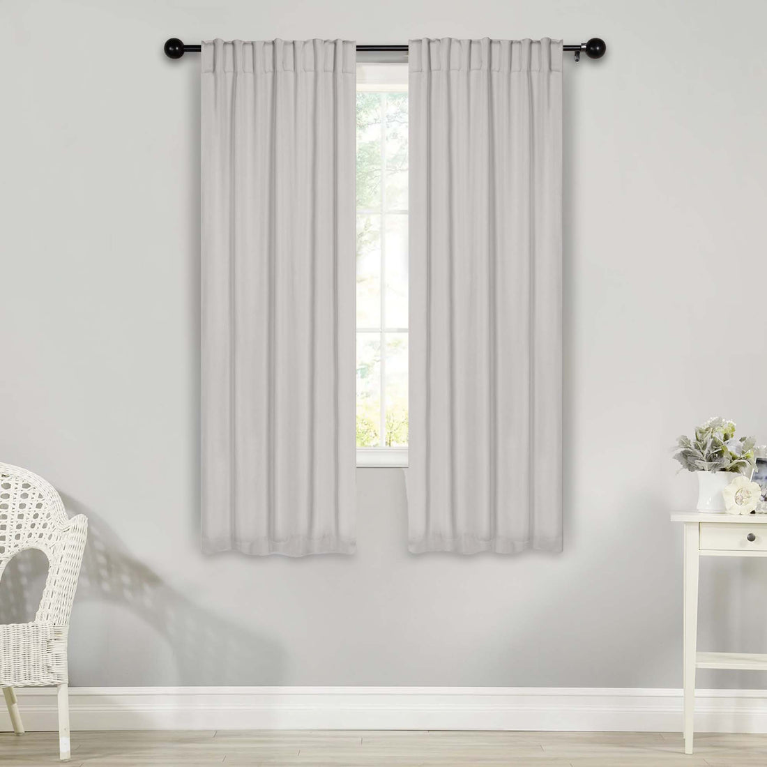 Solid Room Darkening Blackout Curtain Panels, Back Tabs, Set of 2