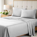 Chrome 700 Thread Count Egyptian Cotton Sateen Bed Sheet Set displayed on a modern bed