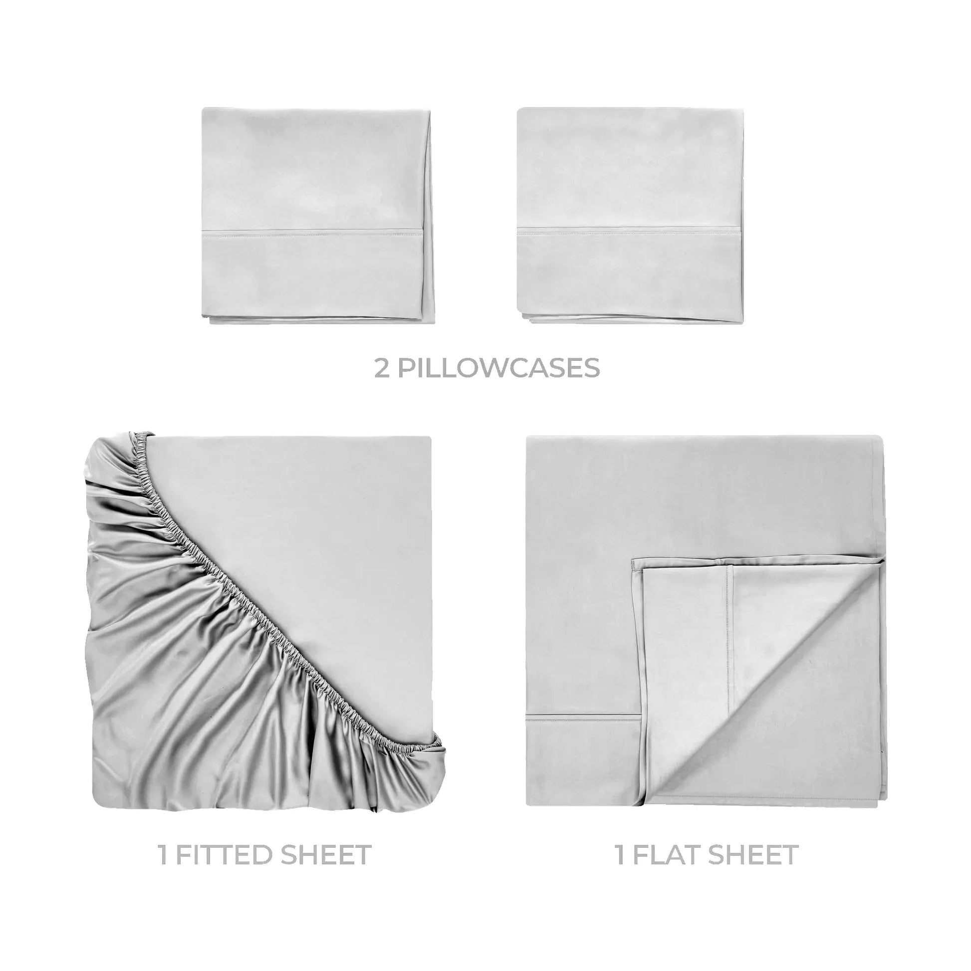 Chrome 700 Thread Count Egyptian Cotton Sateen Bed Sheet Set included items overview