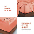Coral 300 Thread Count Modal Sheets Set made from beechwood deep pocket and 360-degree elastic fitted sheet feature detail