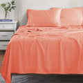 Coral 300 Thread Count Modal Sheets Set made from beechwood displayed on a staged bed