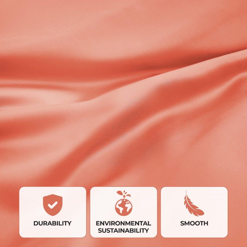 Coral 300 Thread Count Modal Sheets Set made from beechwood fabric texture and quality feature graphic