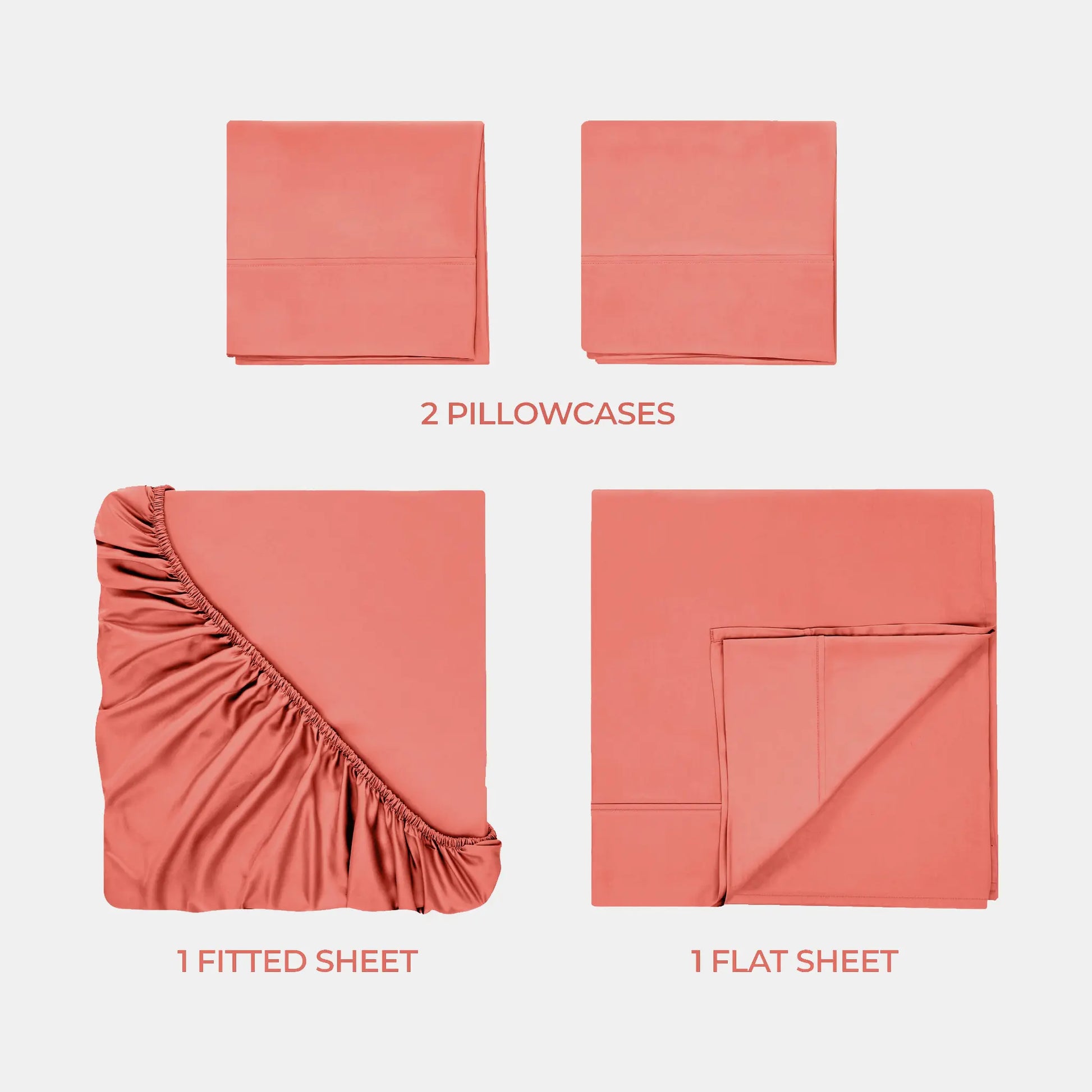 Coral 700 Thread Count Egyptian Cotton Sateen Bed Sheet Set included items overview