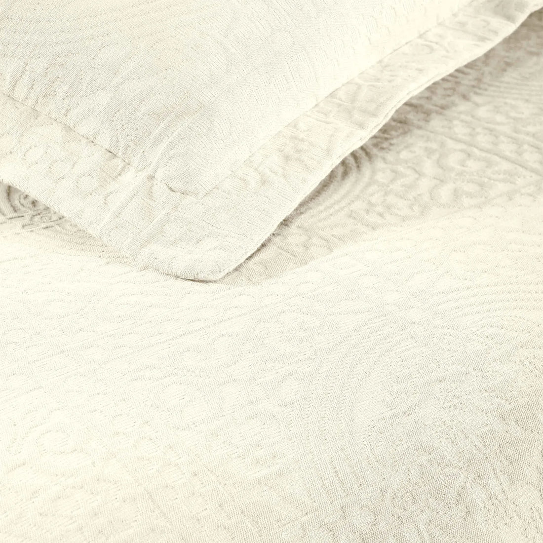 Lightweight Cotton Bedspread Sets 3-Piece Fleur De Lis Jacquard Matelassé