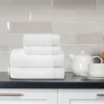 Egyptian Cotton White Towel - Set of 6 (2 Hand Towels + 2 Face Towels + 2 Bath Towels)