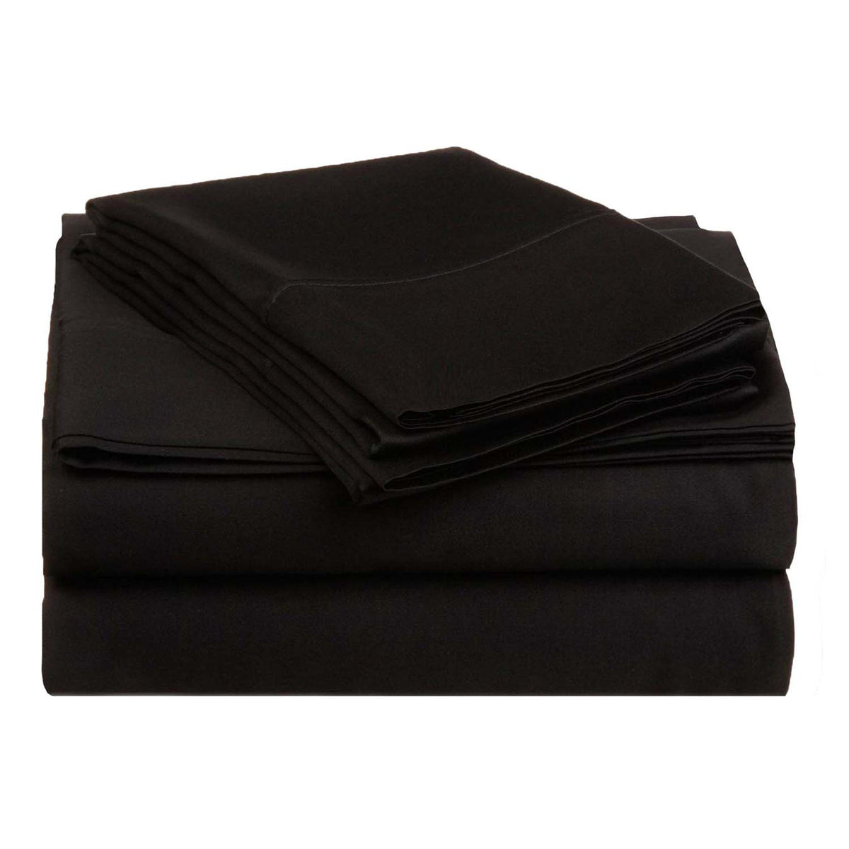 Folded Black 530 Thread Count Egyptian Cotton Sateen Bed Sheet Set product package