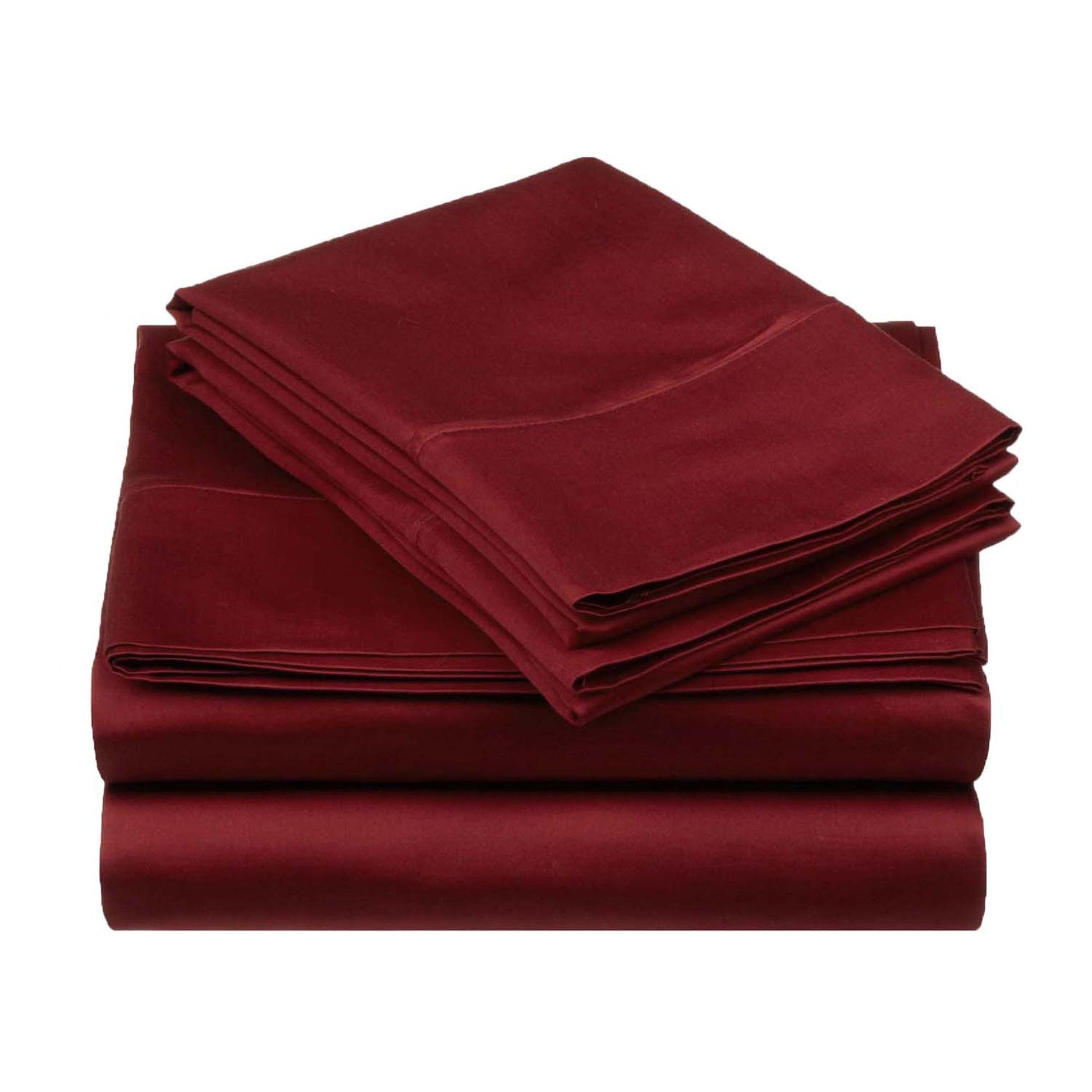 Folded Burgundy 530 Thread Count Egyptian Cotton Sateen Bed Sheet Set product package
