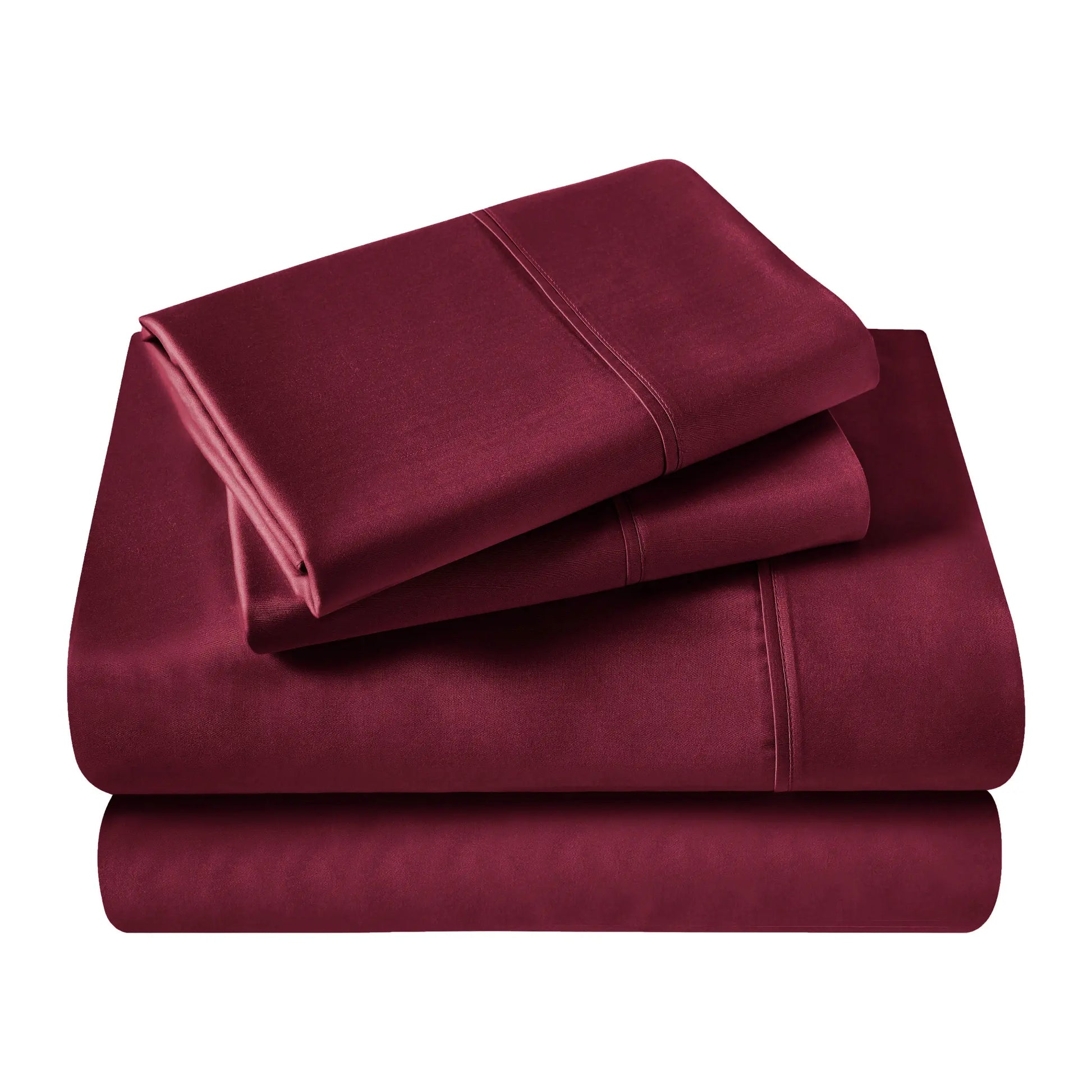 Folded Burgundy 700 Thread Count Egyptian Cotton Sateen Bed Sheet Set product package