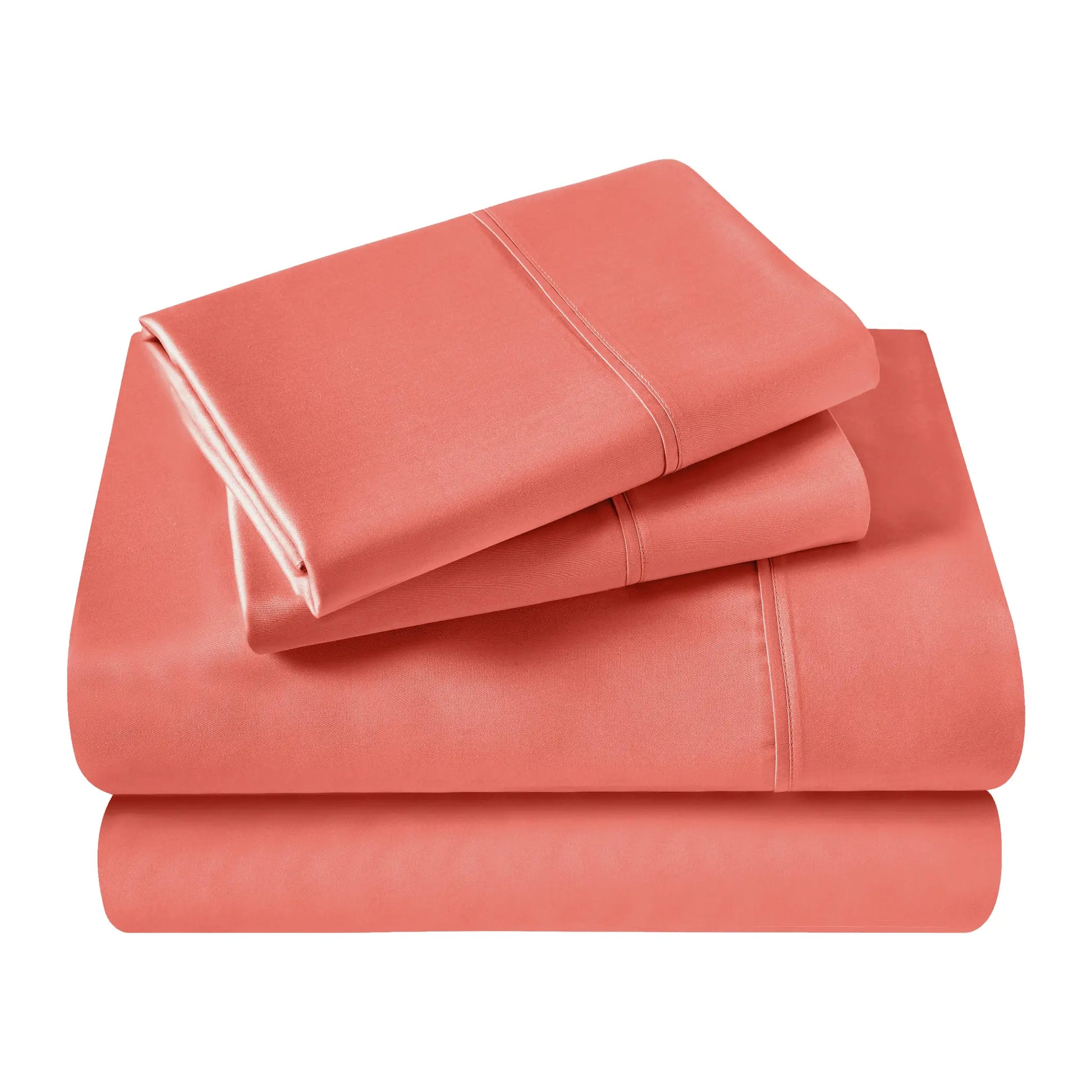 Folded Coral 700 Thread Count Egyptian Cotton Sateen Bed Sheet Set product package