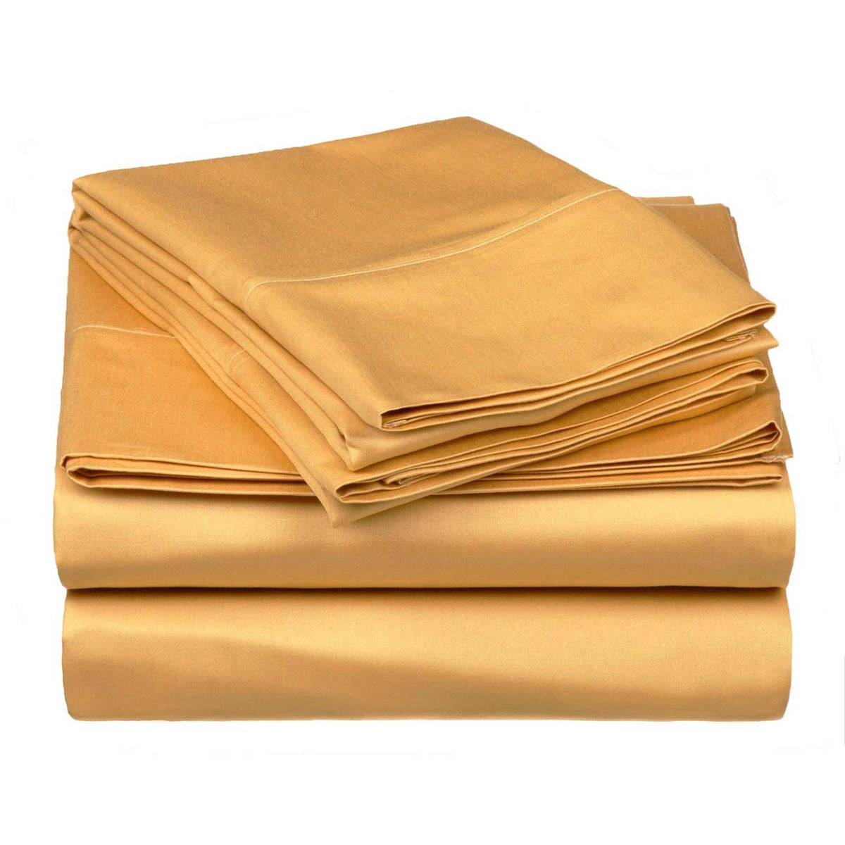Folded Gold Yellow 530 Thread Count Egyptian Cotton Sateen Bed Sheet Set product package