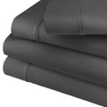 Folded Gray 800 Thread Count Cotton Blend Bed Sheet Set solid deep pocket product stack.