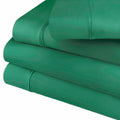 Folded Hunter Green 800 Thread Count Cotton Blend Bed Sheet Set solid deep pocket product stack.