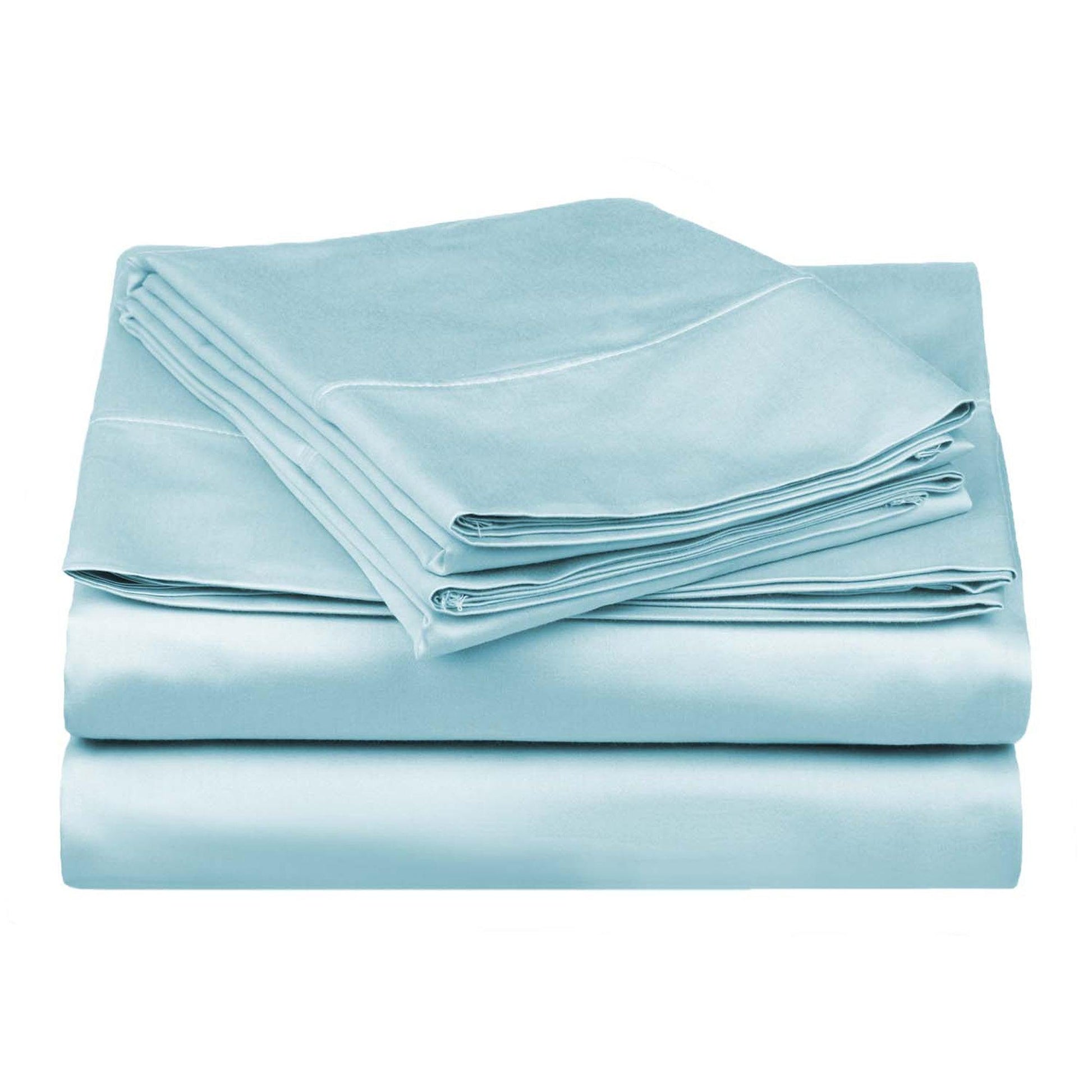 Folded Light Blue 530 Thread Count Egyptian Cotton Sateen Bed Sheet Set product package
