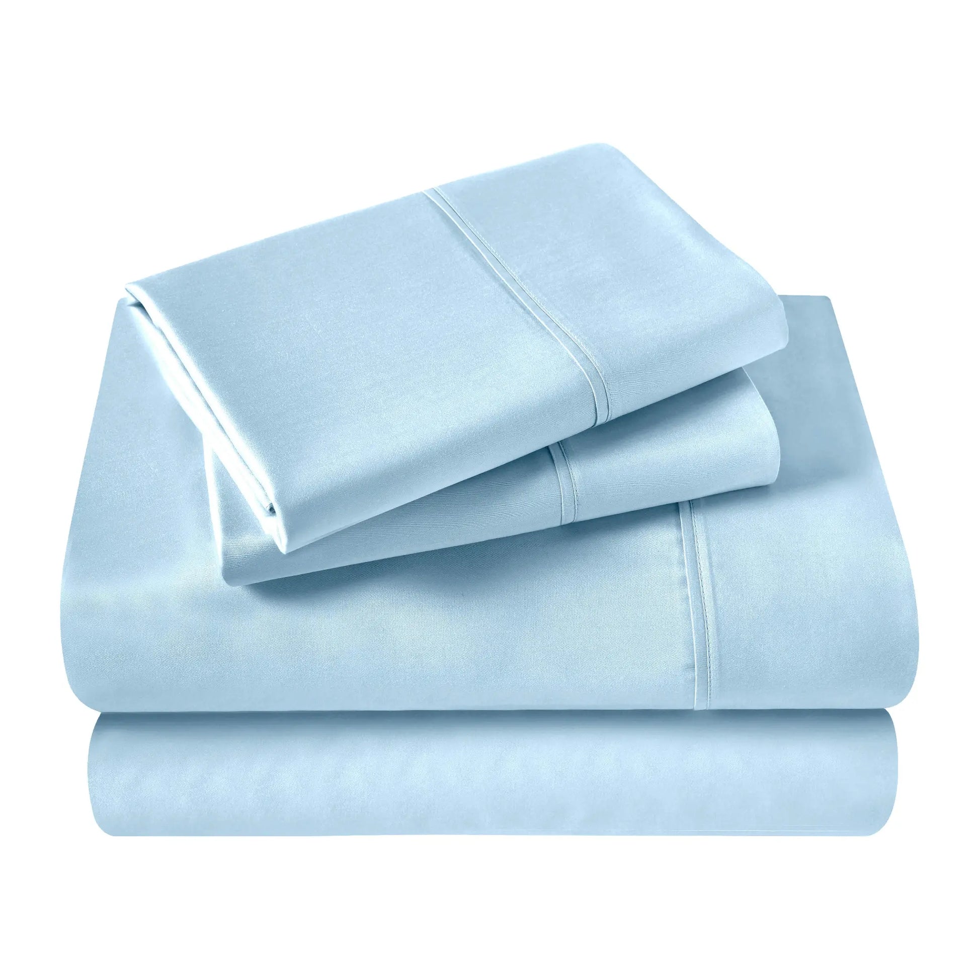 Folded Light Blue 700 Thread Count Egyptian Cotton Sateen Bed Sheet Set product package