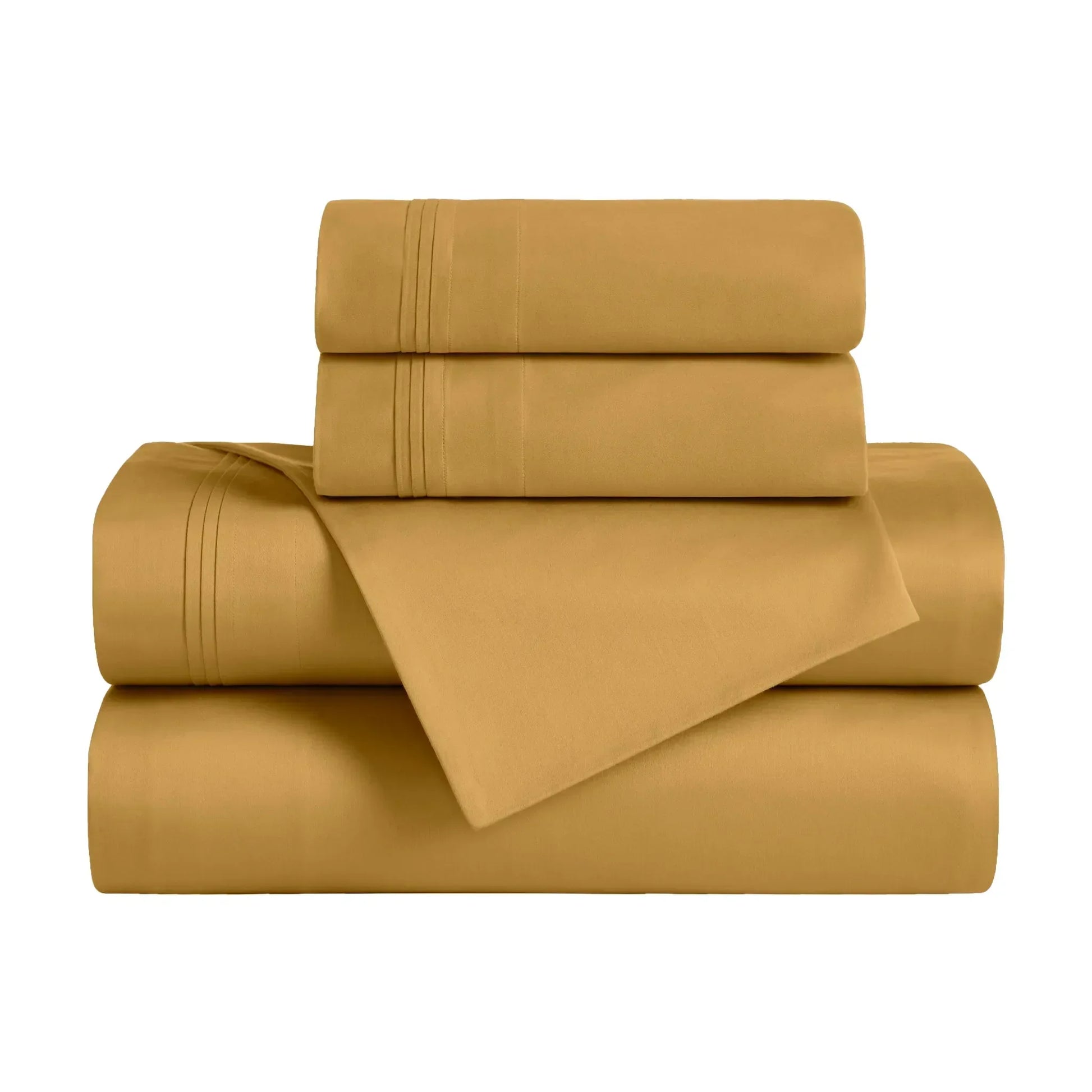 Folded Maple Sugar Egyptian Cotton Sateen 650 Thread Count Sheet Set