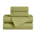 Folded Olive Green Egyptian Cotton Sateen 650 Thread Count Sheet Set