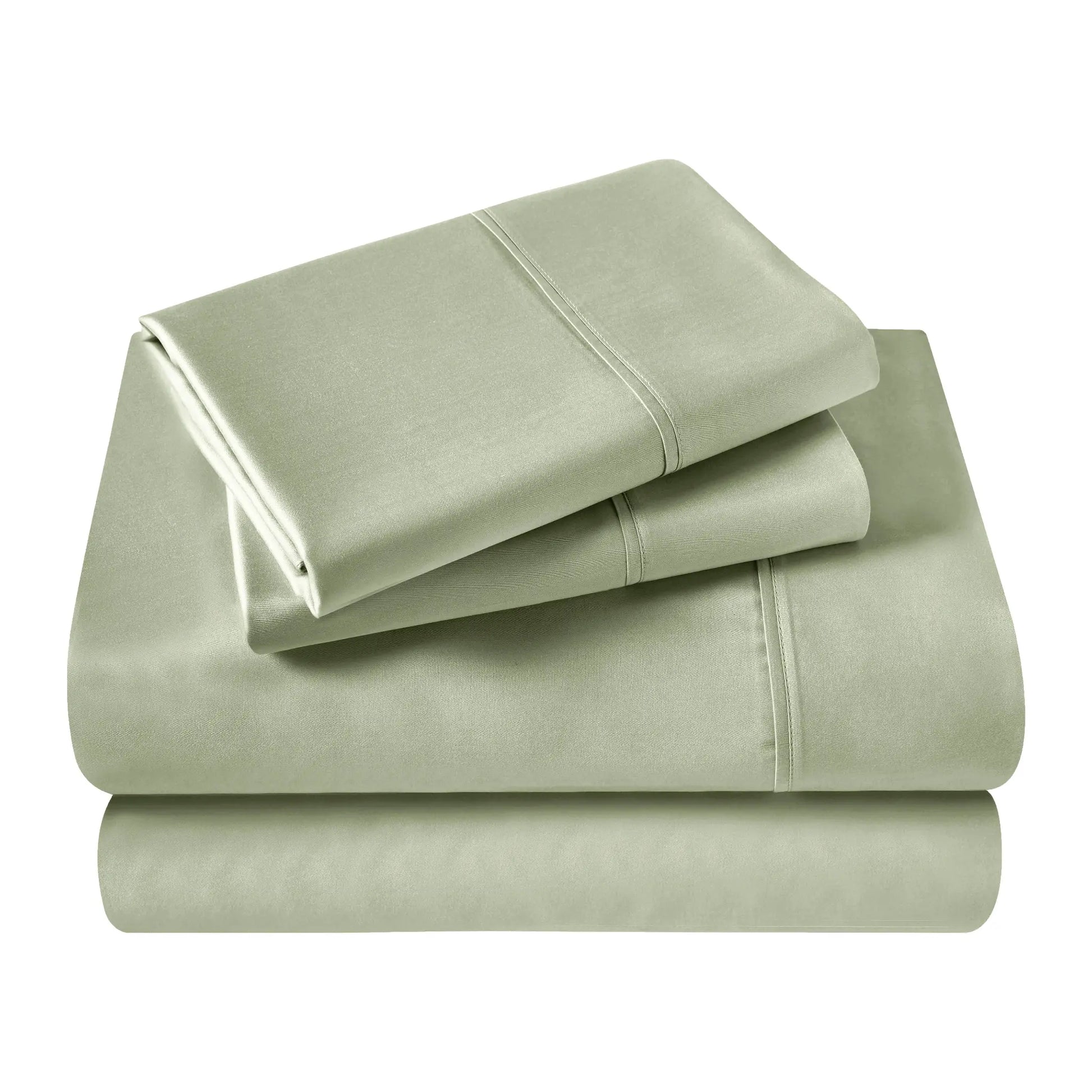 Folded Sage Green 700 Thread Count Egyptian Cotton Sateen Bed Sheet Set product package
