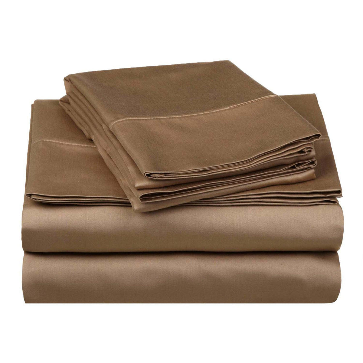 Folded Taupe 530 Thread Count Egyptian Cotton Sateen Bed Sheet Set product package