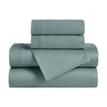 Folded Teal Blue Egyptian Cotton Sateen 650 Thread Count Sheet Set