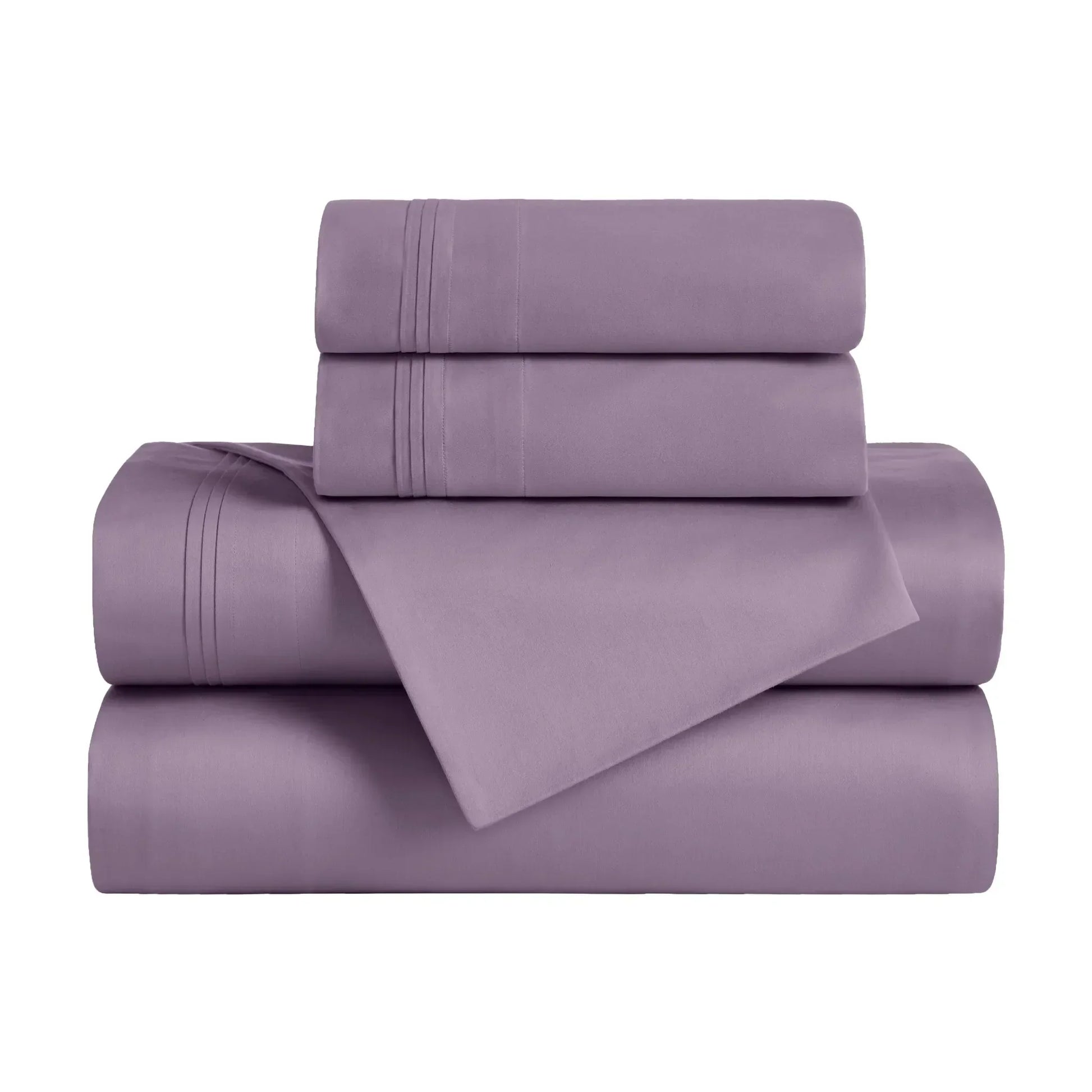Folded Wisteria Egyptian Cotton Sateen 650 Thread Count Sheet Set