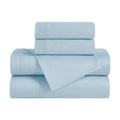 Folded baby blue Egyptian Cotton Sateen 650 Thread Count Sheet Set