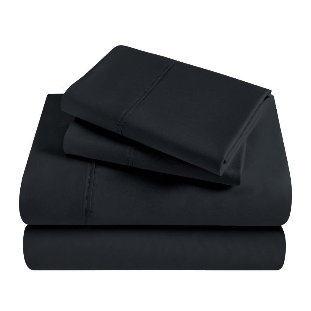 Folded black 300 Thread Count Modal Sheets Set made from beechwood product package stack