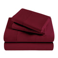 Folded burgundy 300 Thread Count Modal Sheets Set made from beechwood product package stack