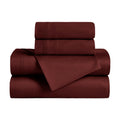 Folded burgundy Egyptian Cotton Sateen 650 Thread Count Sheet Set