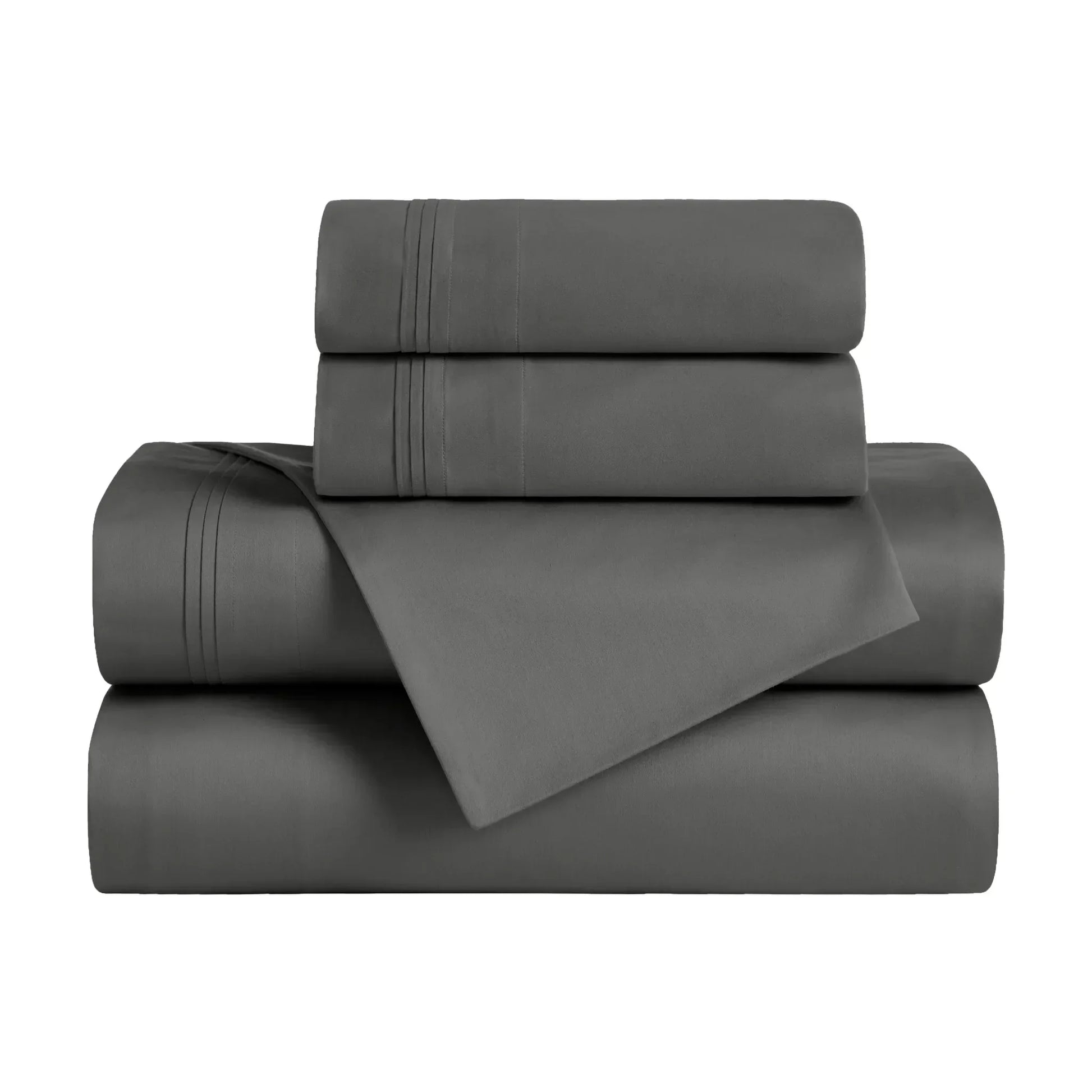 Folded grey Egyptian Cotton Sateen 650 Thread Count Sheet Set