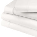 Folded white 800 Thread Count Cotton Blend Bed Sheet Set solid deep pocket product stack.