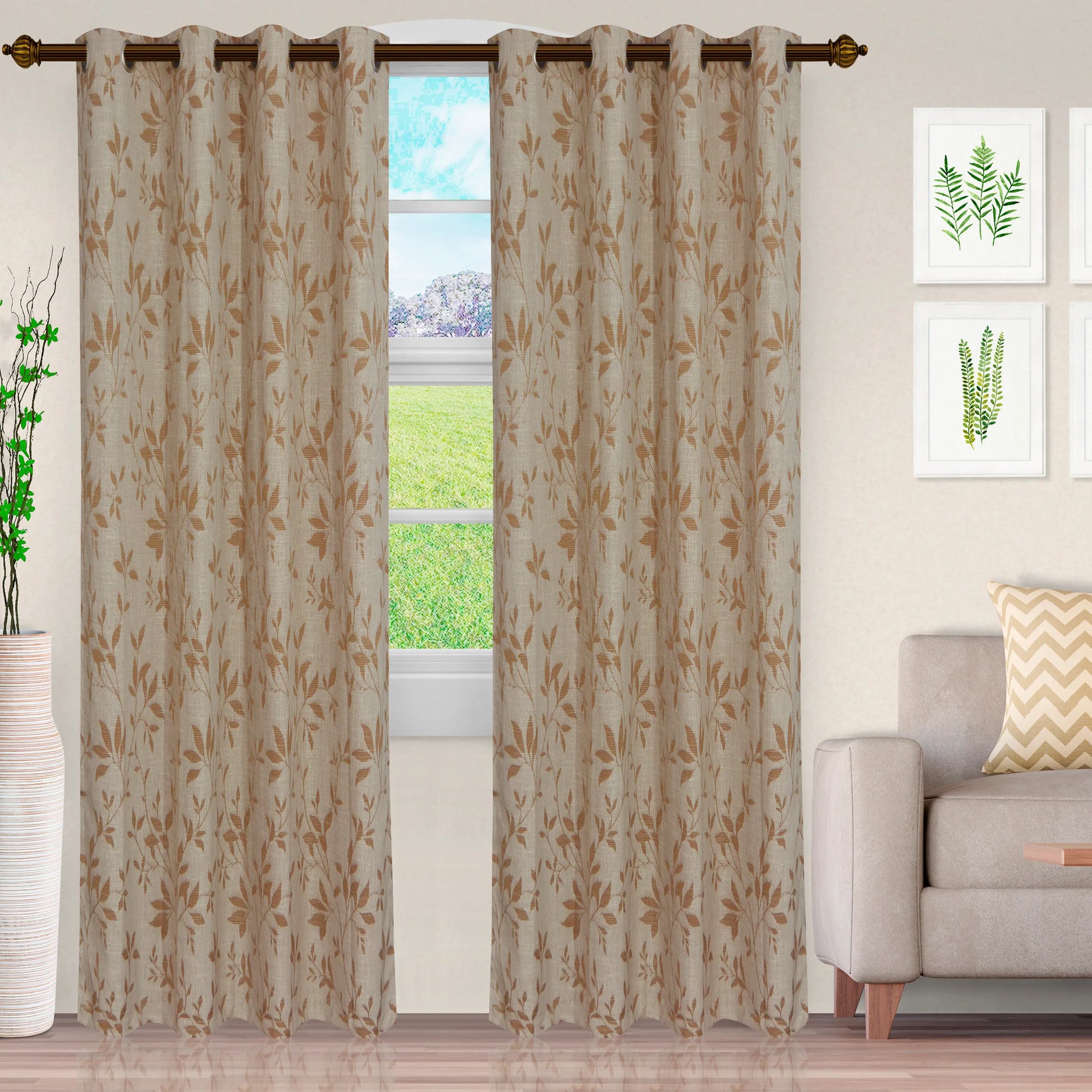 Ghera Jacquard Curtain Panel Set with Grommet Top Header for USA homes