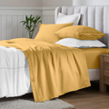 Gold Yellow Egyptian Cotton Sateen 650 Thread Count Sheet Set
