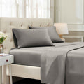 Gray 1500 Thread Count Egyptian Cotton Sheets Set deep pocket hotel quality lifestyle display on a modern staged bed.