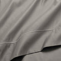 Gray 1500 Thread Count Egyptian Cotton Sheets hotel quality embroidered hemline stitch close-up.