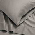 Gray 1500 Thread Count Egyptian Cotton bedding set pillowcase border and fabric drape detail.