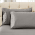 Gray 1500 Thread Count Egyptian Cotton pillowcase set close-up texture detail.