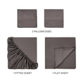 Gray 700 Thread Count Egyptian Cotton Sateen Bed Sheet Set included items overview