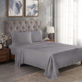 Grey 300 Thread Count Modal Sheets Set made from beechwood displayed on a modern staged bed