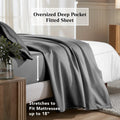 Grey deep pocket fitted sheet showing an 18-inch mattress fit feature