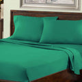 Hunter Green 800 Thread Count Cotton Blend Bed Sheet Set deep pocket solid color bedding lifestyle display.