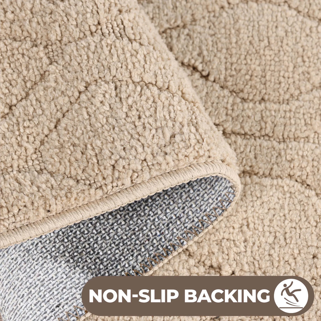 Brou Diamond Lattice Textured Machine Washable Bath Rugs, Set of 2