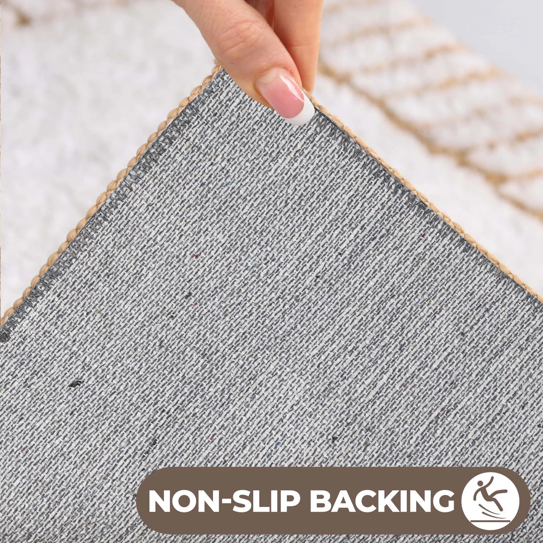 Inaya Modern Striped Tufted Shag Machine Washable Bath Rugs, Set of 2