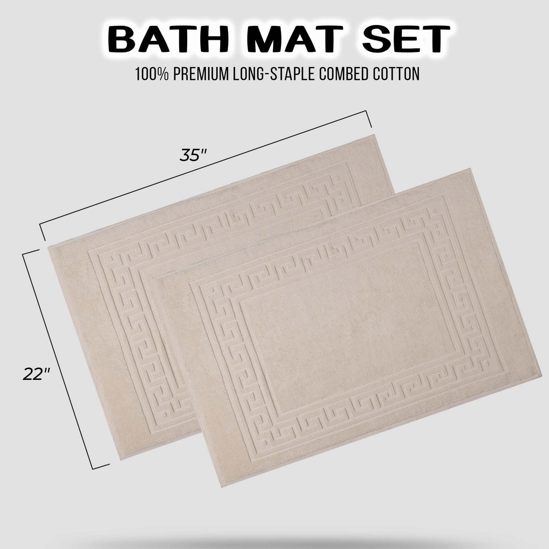 Egyptian Cotton Greek Key Infinity Border Bath Mat Set of 2