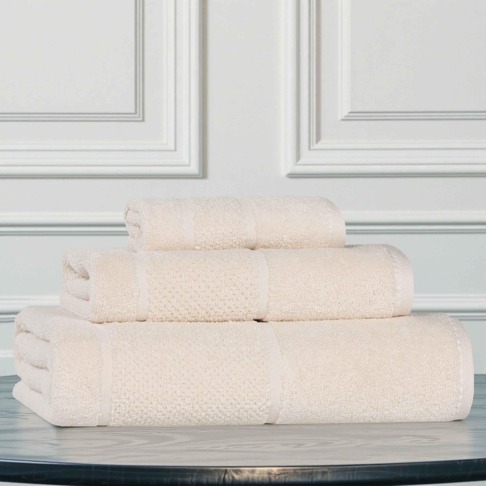 Mile Smart Twist Viscose Cotton Blend Solid 3 Piece Towel Set