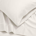 Ivory 1500 Thread Count Egyptian Cotton bedding set pillowcase border and fabric drape detail.